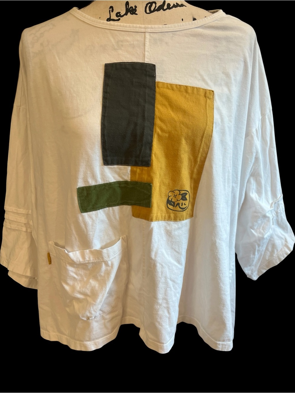 Vintage Yasuko Kurisaka Patchwork Cotton Top Oversized Lagenlook XL Art To Wear